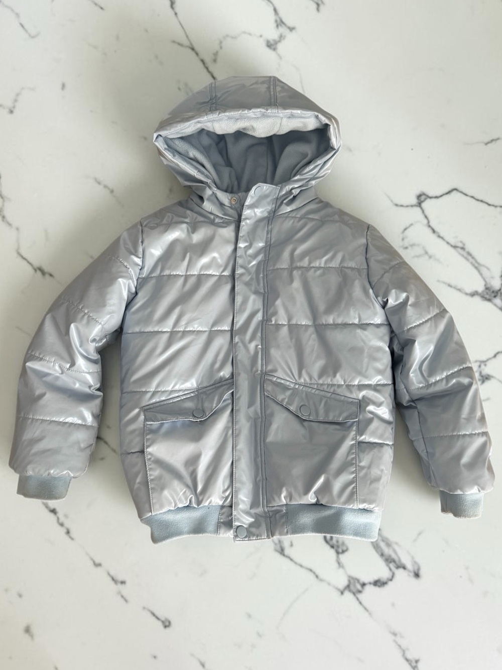Kids Baby Blue Metallic Jacket